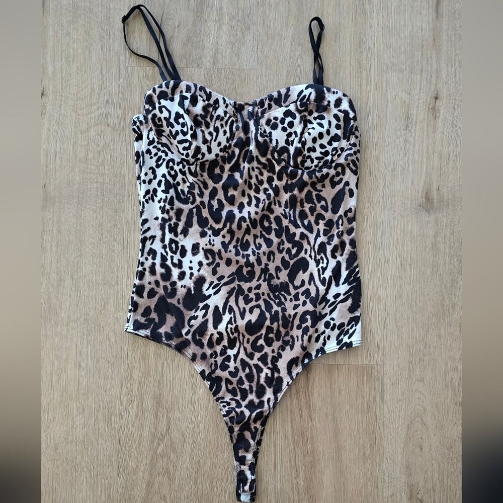 Leopard Print Spaghetti Strap Cami Bodysuit